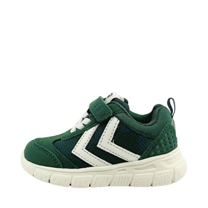 Hummel Crosslite Infant sneakers til børn i grøn med elastik og velcrorem samt udtagelig sål