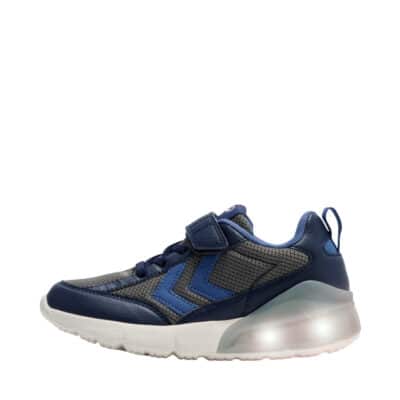 Hummel Daylight JR sneakers til børn i blå med velcrorem og elastiks samt udtagelig sål og lys i hælen ved hvert skridt