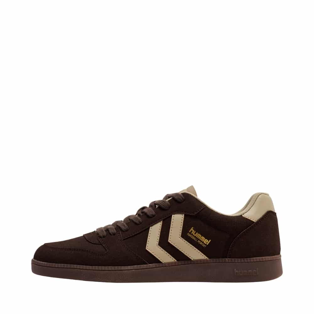 Hummel Handball Perfekt CL sneakers til dame og herre i mørkebrun med udtagelig sål og snørebånd