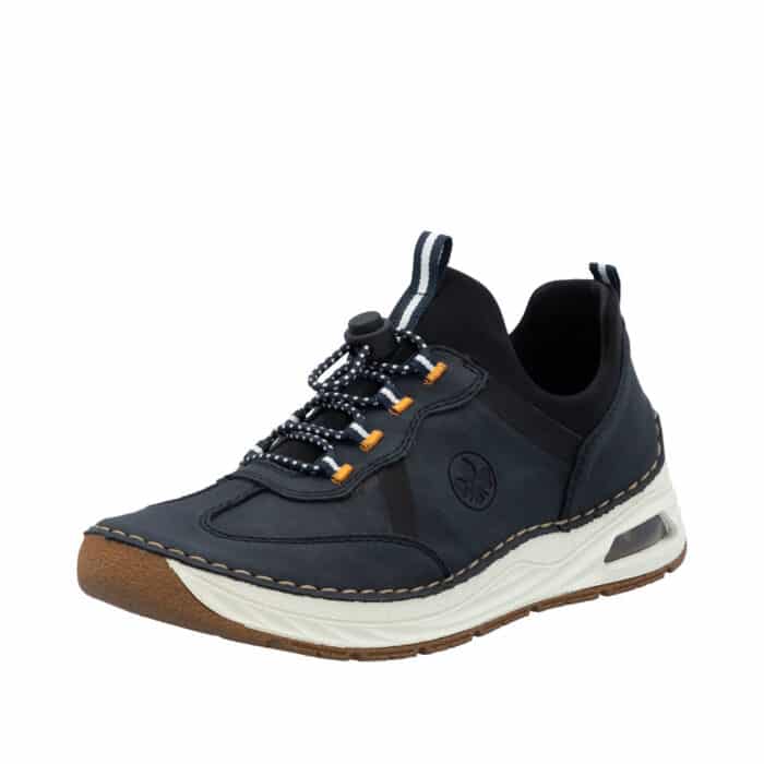 Rieker sneakers til dame i blå med justerbar elastik og udtagelig indersål af skind