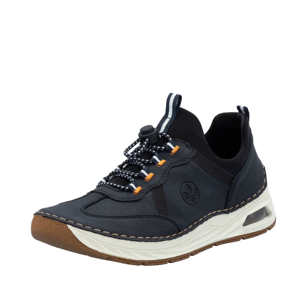 Rieker sneakers til dame i blå med justerbar elastik og udtagelig indersål af skind