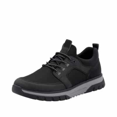 Rieker sneakers til herre i sort med elastik og udtagelig indersål samt ekstra bredde H.