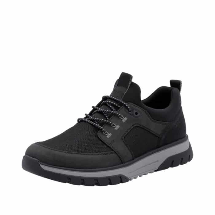 Rieker sneakers til herre i sort med elastik og udtagelig indersål samt ekstra bredde H.