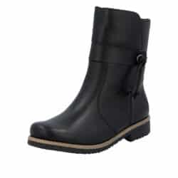 Rieker støvle til dame i sort med varm foring samt funktionel lynlås
