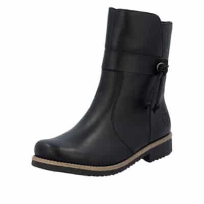 Rieker støvle til dame i sort med varm foring samt funktionel lynlås