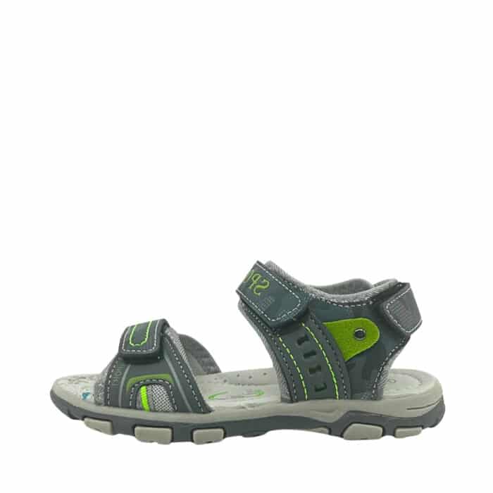 Sprox sandal til børn i grå med tre velcroremme og svangstøtte