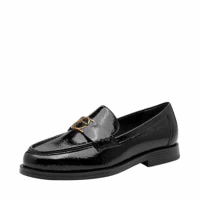 Tamaris loafers til dame i sort, med flot detalje og touch-it indersål