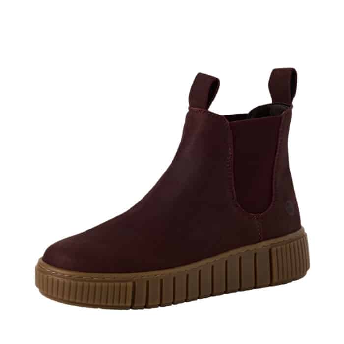 Tamaris støvle til dame i bordeaux med skindoverdel og elastik samt en hælhøjde på 4 cm