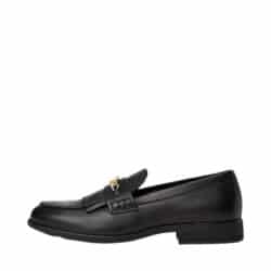 Tommy Hilfiger Chain Fringe loafers til dame i sort læder med guldkæde og udtagelig indersål