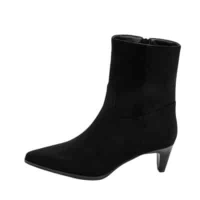 Amour støvle til dame i sort imiteret ruskind med lynlås på indersiden og stilethæl