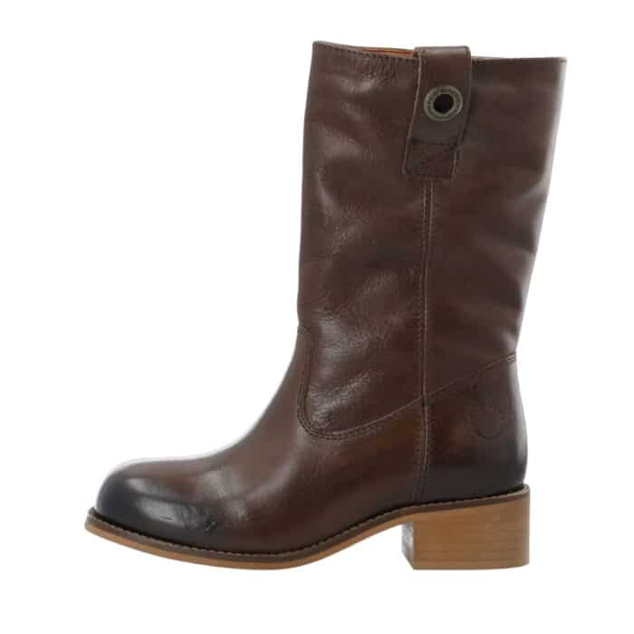 Cashott Casvilma Pull On Mid Cut støvle til dame i mørkebrun med skindoverdel og varm foring samt lynlås