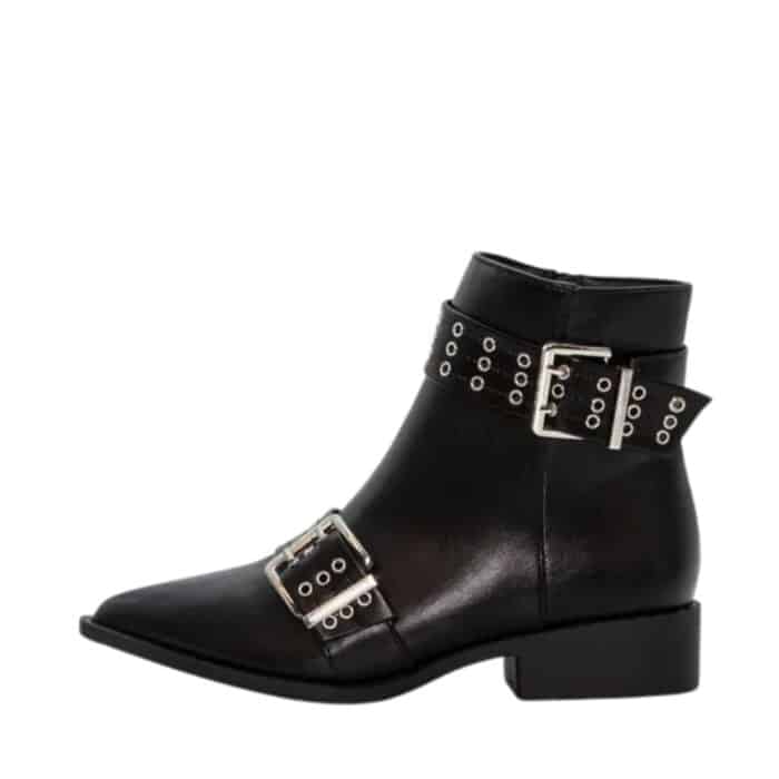 Duffy Fulgatore Sei støvle til dame i sort med moderne detaljer og lynlås samt en lille hæl på 3,5 cm