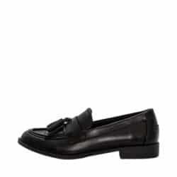 Duffy Pedalino Due loafers til dame i sort med flæse detaljer og en lille hæl på 2,5 cm.