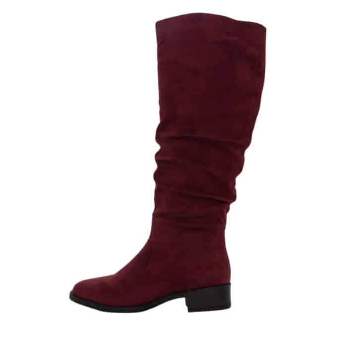 Duffy Tranto Uno lang støvle til dame i bordeaux med lynlås og en hæl på 3,5 cm
