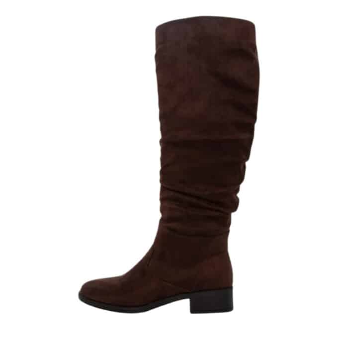 Duffy Tranto Uno lang støvle til dame i brun med funktionel lynlås og en lille hæl på 3,5 cm