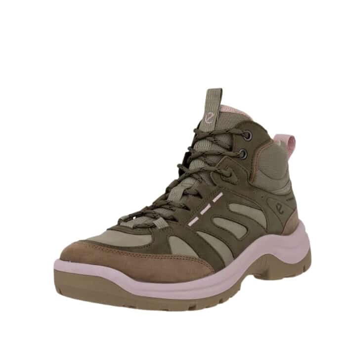 Ecco Offroad W støvle til dame i grøn med nubucklæder overdel og udtagelige sål samt snørebånd og Waterproof teknologi