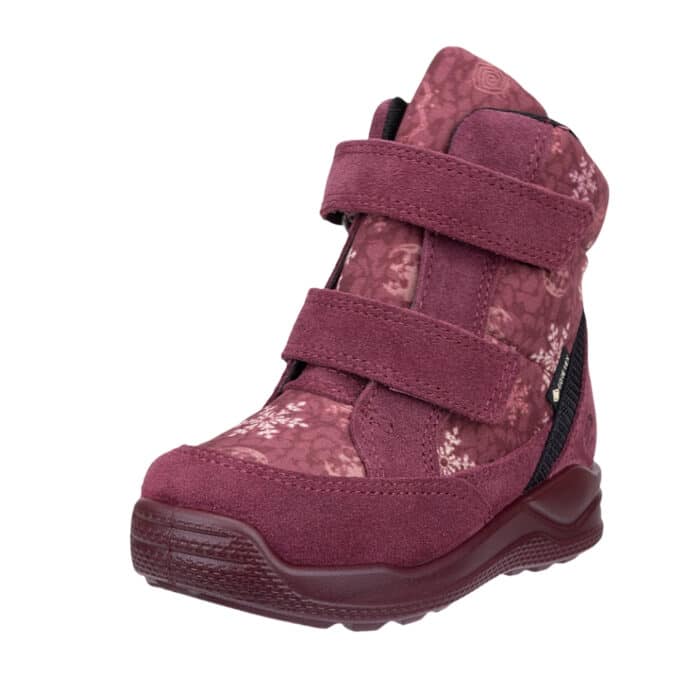 Ecco Urban Mini støvle til børn i bordeaux med velcroremme og Gore-Tex samt udtagelig sål og varm foring