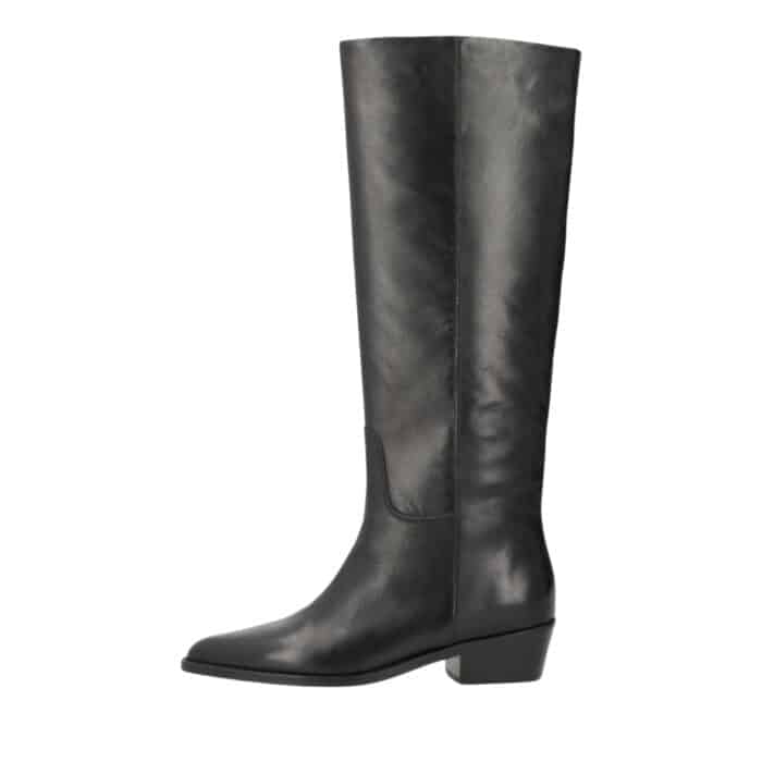 Phenumb Copenhagen Confidence lang damestøvle i sort læder med langt skaft og blokhæl på 4,5 cm.