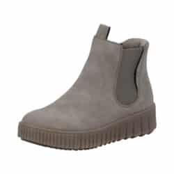 Rieker Ready 2 Go støvle til dame i grå med fast hælkappe og udtagelig sål samt elastik og varm foring