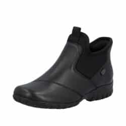 Rieker Ready 2 Go støvle til dame i sort skind med fast hælkappe og varm foring samt udtagelig sål