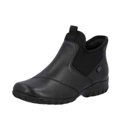 Rieker Ready 2 Go støvle til dame i sort skind med fast hælkappe og varm foring samt udtagelig sål