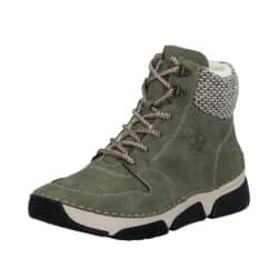 Rieker støvle til dame i grøn med varm foring samt snørebånd og lynlås