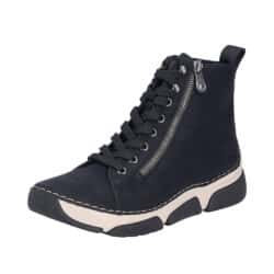 Rieker støvle til dame i sort med let foring samt snørebånd og lynlås