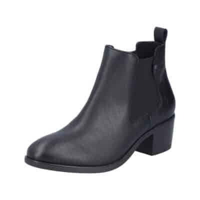 Rieker støvle til dame i sort med blokhæl på 5 cm og lynlås samt elastik