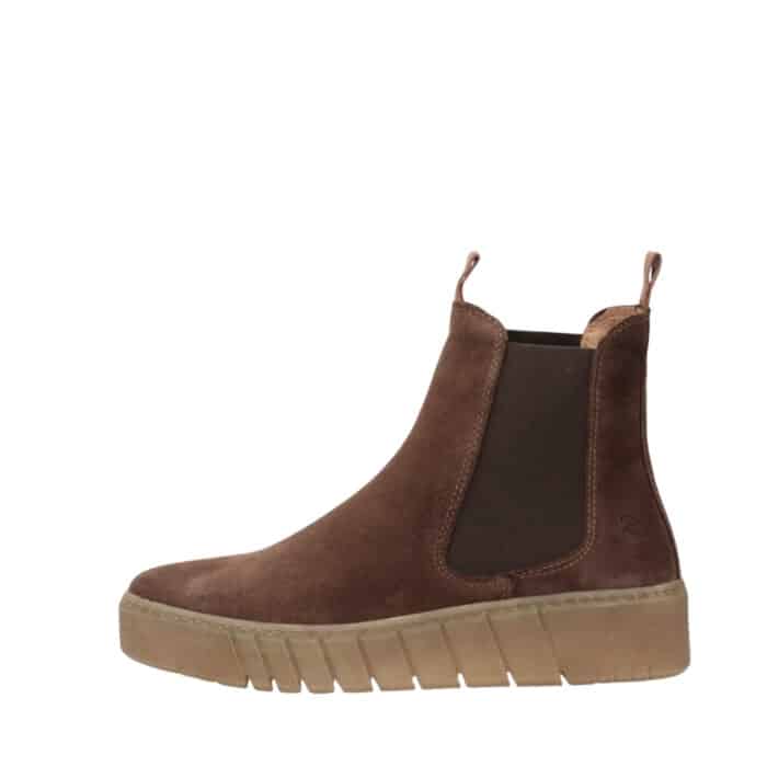 Shoedesign Copenhagen Mooved S chelseastøvle til dame i mørkebrun ruskind med gummisål