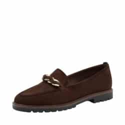 Tamaris loafers til dame i mørkebrun med ruskindsoverdel og Touch-it for øget komfort samt blød indersål