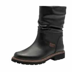 Tamaris støvle til dame i sort med lynlås og rynket detalje samt let foring