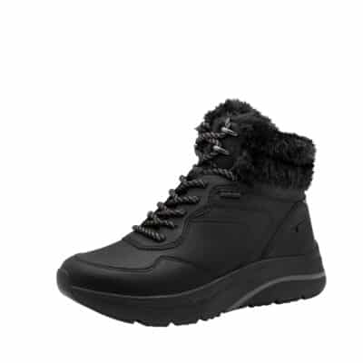 Tamaris støvle til dame i sort med Duo-Tex og varm foring samt snørebånd og lynlås