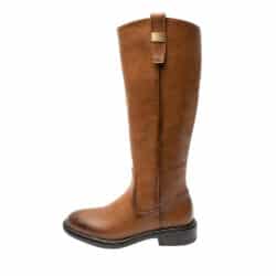 Amour lang damestøvle i camel med funktionel lynlås og lille blokhæl