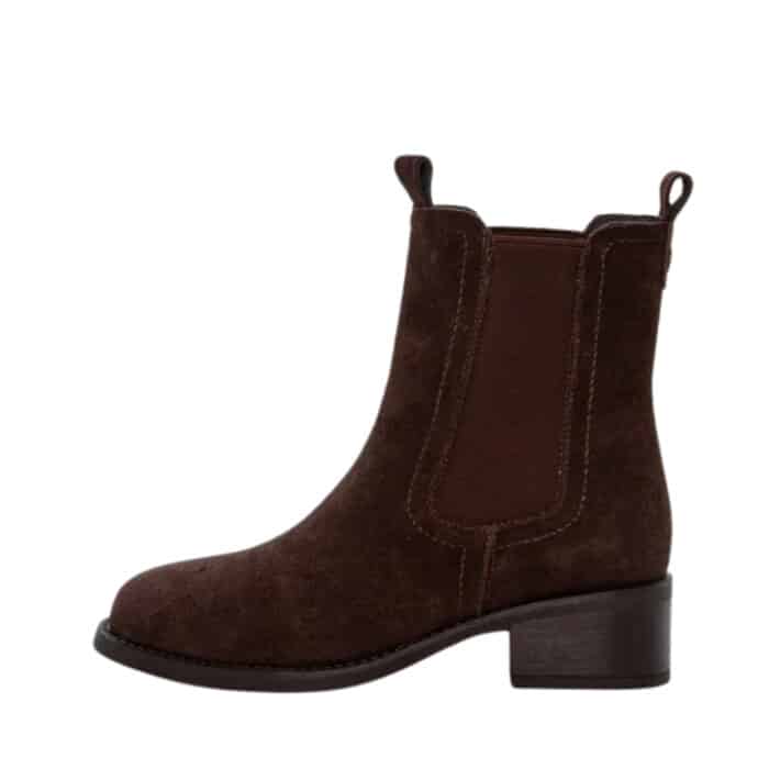 Duffy Marenve Cinque støvle til dame i mørkebrun med ruskindsoverdel samt en blokhæl på 4,5 cm