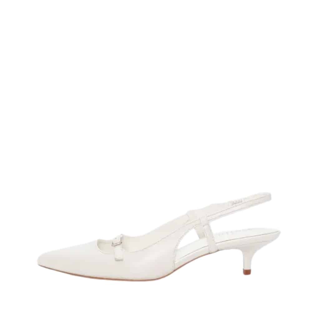 Duffy Pomezia Uno pumps til dame i hvid med spids snude og slingback hælrem samt stilethæl på 5 cm.