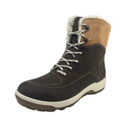 Ecco Trace Lite vinterstøvle til dame i mørkebrun med overdel i nubucklæder og udtagelig indersål samt varm uldforing og 100% vandtæthed