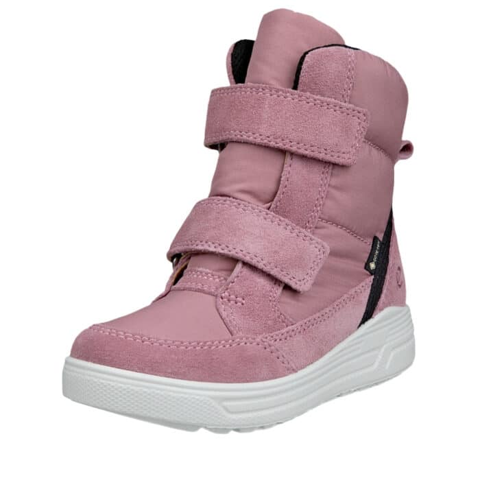 Ecco Urban Snowboarder vinterstøvle til børn i rosa skind med velcro og Gore-Tex samt varm foring og udtagelig sål