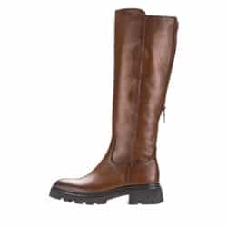 Gabor lang støvle til dame i brunt skind med lynlås bagpå og på indersiden samt let foring og udtagelig sål