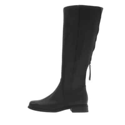 Gabor lang støvle til dame i sort med skindoverdel samt funktionel lynlås og udtagelig sål