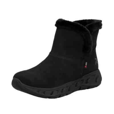 Rieker Ready 2 Go støvle til dame i sort med fast hælkappe og Rieker-Tex samt varm foring og Memosoft sål