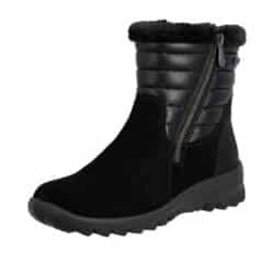 Rieker støvle til dame i sort med ruskindsoverdel med Rieker-Tex samt varm foring og to funktionelle lynlåse