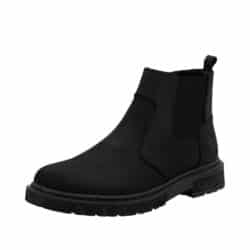 Rieker støvle til herre i sort med skindoverdel og varm foring samt elastik og lynlås