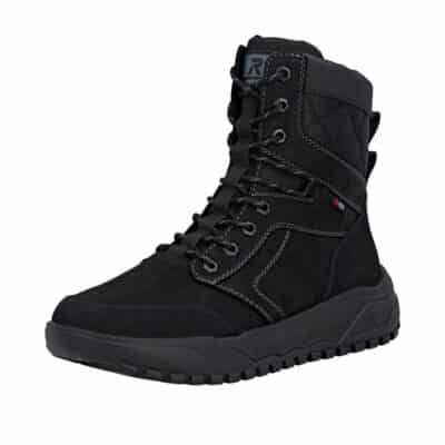 Rieker støvle til herre med skindoverdel og udtagelig sål samt varm foring og funktionel lynlås