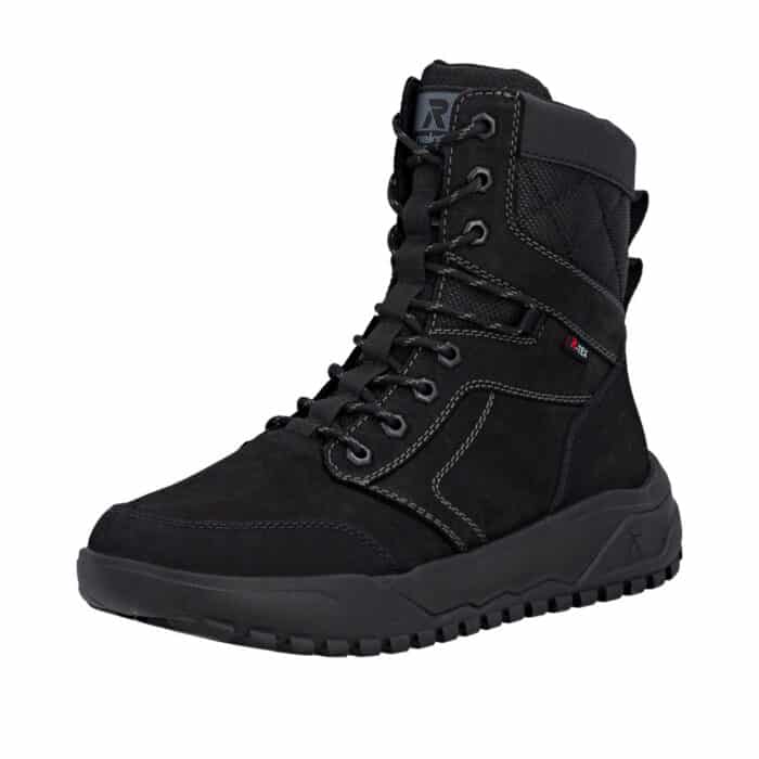 Rieker støvle til herre med skindoverdel og udtagelig sål samt varm foring og funktionel lynlås