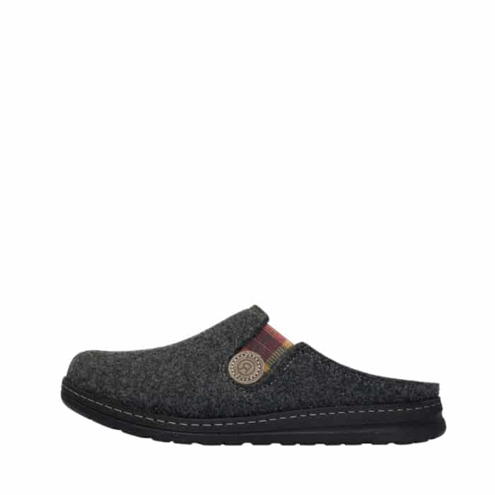 Rohde Easys N°65 hjemmesko til herre i grå i filt materiale med udtagelig sål og uden hælkappe