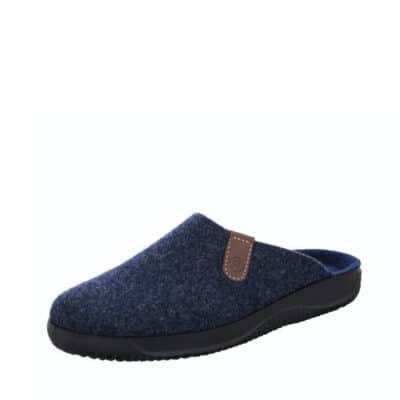 Rohde hjemmesko til herre i mørkeblå filt med fin detalje og solid sål