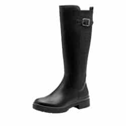 Tamaris lang støvle til dame i sort med elastik og lynlås samt let foring og udtagelig sål