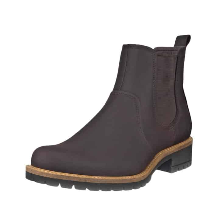 Ecco Elaina chelseastøvle til dame i brun nubucklæder med elastik og udtagelig sål