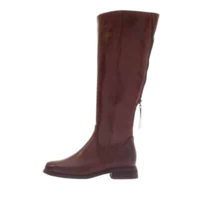 Gabor lang støvle til dame i brunt skind med funktionel lynlås og let foring samt udtagelig sål