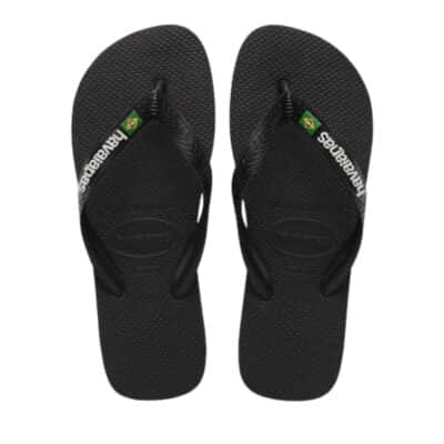 Havaianas Brazil Logo klipklapper til dame i sort med brasilianske detaljer og tå-rem samtidig med at de er vandtætte!